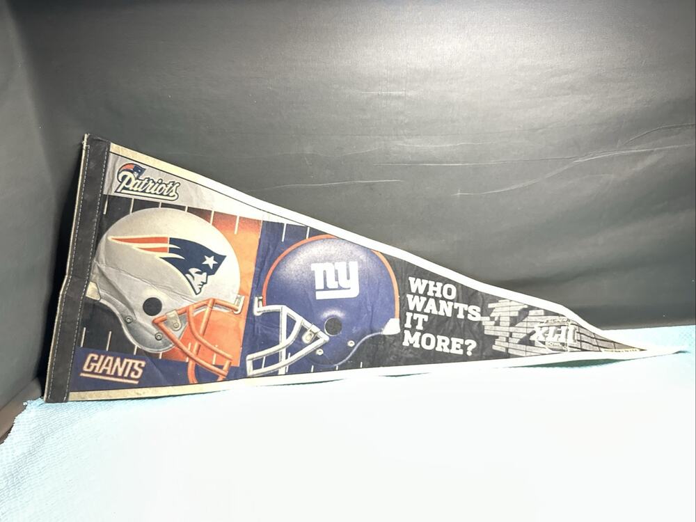 Super Bowl XLII Patriots versus the Giants Full Size Pennant Bended